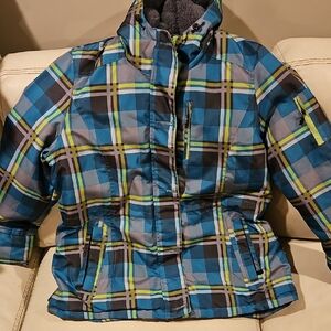 ZeroXposur Blue and Green Plaid Ski Jacket